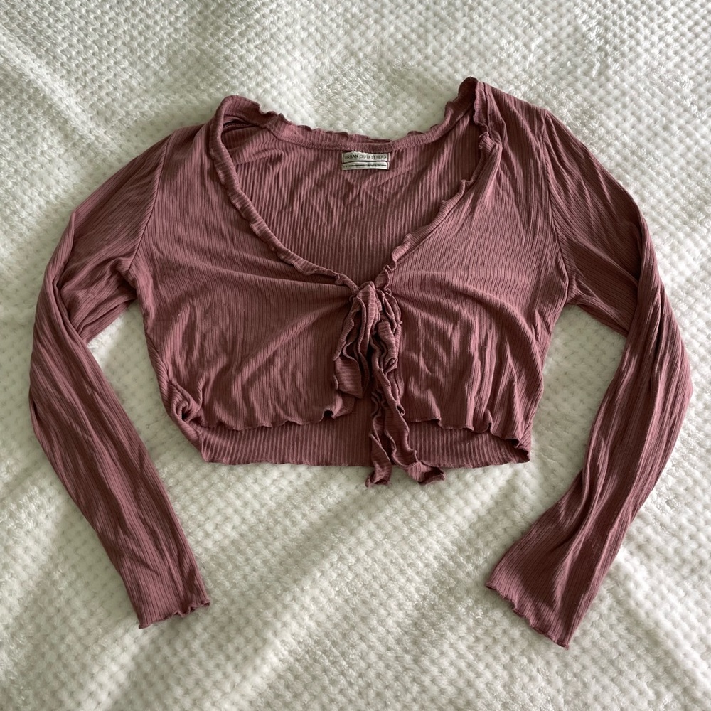 Urban Outfitters front tie long sleeve crop top